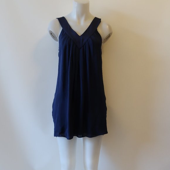 Alice + Olivia Tops - ALICE + OLIVIA SILK NAVY BLUE SLEEVELESS TOP XS